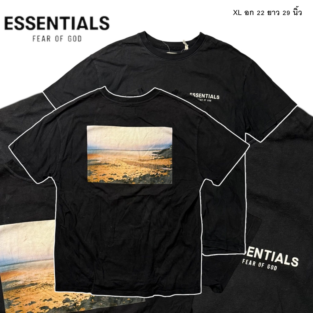 ESSENTIALS Boxy Photo T-Shirt Black เสื้อมือสอง size XL