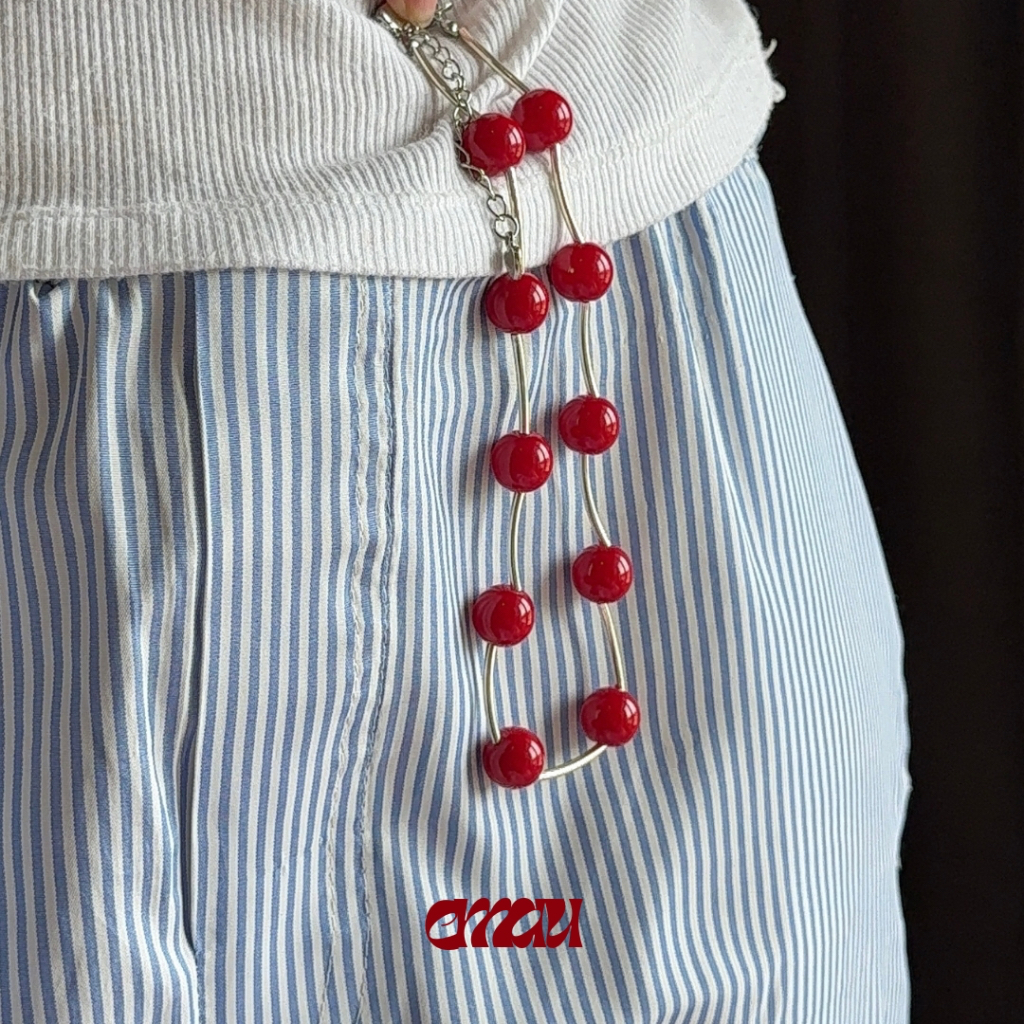 EMAU- Cherry Gummy the Elegant Red Necklace สร้อยหินสีแดงทึบสลับ ราคา ถูกที่สุด ดีลบีเคเค แกลเลอรีภาพที่ 4
