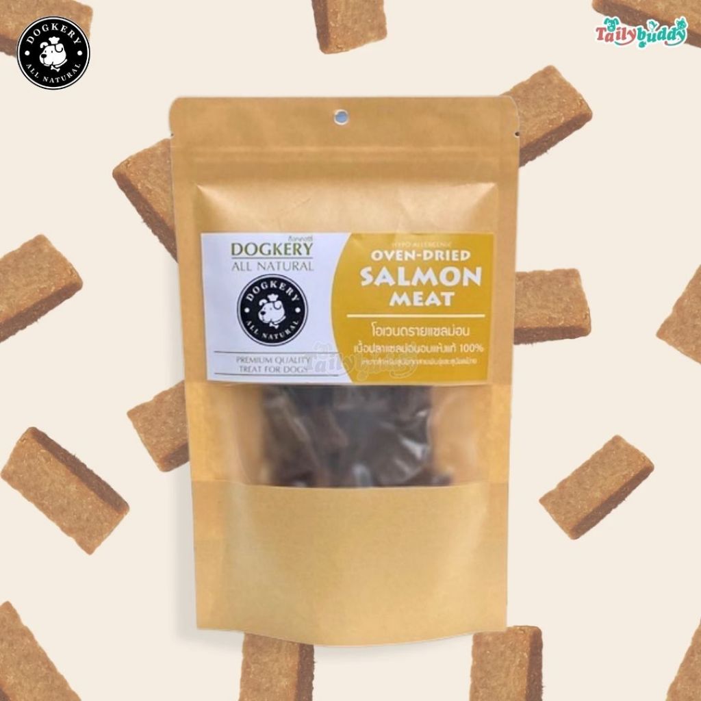 DOGKERY OVEN DRIED Salmon Stick เนื้อปลาแซลม่อนอบแห้ง บำรุงขน ทานได้แม้สุนัขแพ้ง่าย Low fat (60g)