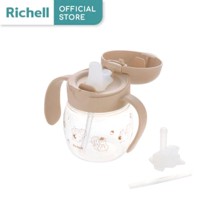 Richell(ริเชลล์) T.L.I Spout-Straw Master Set เซ็ตแก้วเปลี่ยนหัวได้ 2 สเต็ป ใช้ได้ตั้งแต่5เดือน นอนดูดได้/นั่งดื่มได้