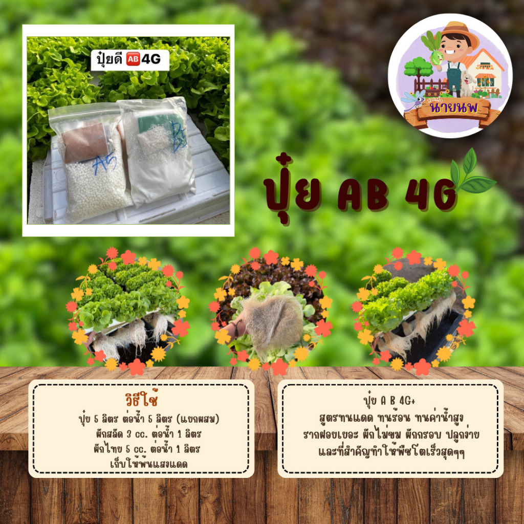 ปุ๋ยน้ำAB 4G+ ปุ๋ยab สำหรับปลูกพืชทางน้ำ เซตคู่ ได้ทั้งAB N.2