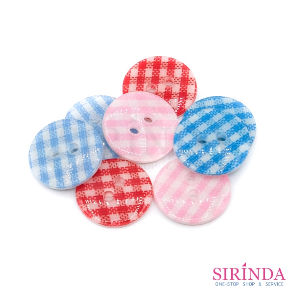 กระดุมเรซิ่นลายผ้าสก๊อต2รู (14มิล) (0001167)