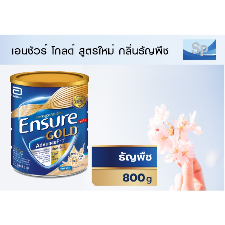สูตรใหม่2025 ENSURE GOLD AVP ธัญพืช 800g เอนชัวร์ ธัญพืช 800กรัม EXP 03/2027