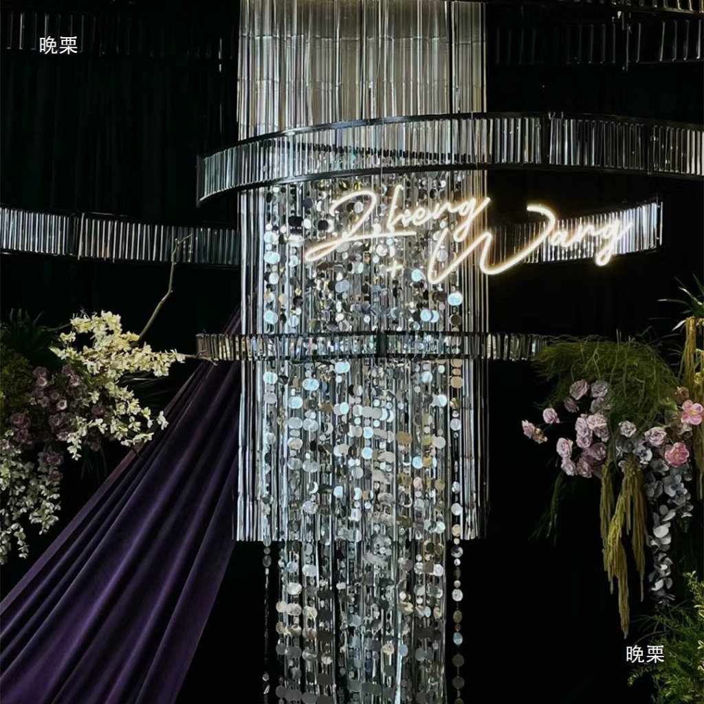 ม่านกลมกลม ตกแต่งงานปาร์ตี้ วันเกิด งานแต่งงาน Backdrop