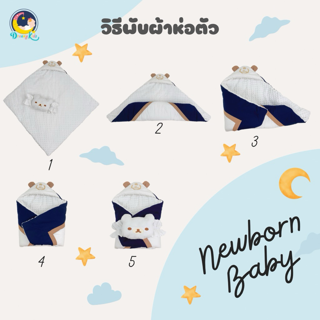 ผ้าห่อตัวเด็กแรกเกิด หนา 3 ชั้น ปักชือได้ด้วย