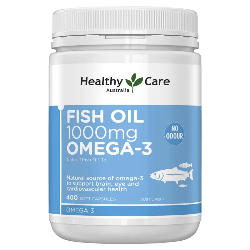 Healthy Care Fish Oil 1000 mg 400 Capsules สนับสนุนสมอง หัวใจ ร่างกาย