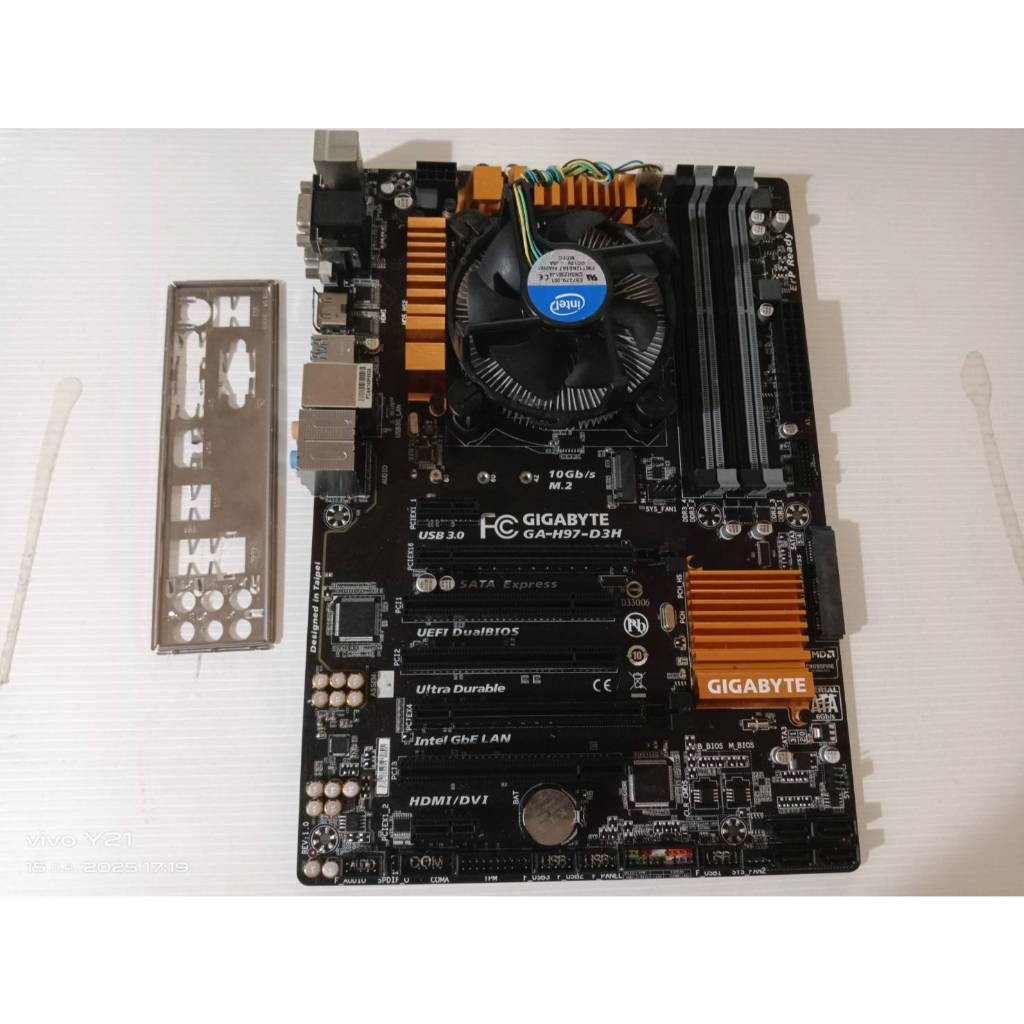 Mainboard 1150 Gigabyte GA-H97-D3H มีฝาหลัง + CPU INTEL Core i7-4790  พร้อมซิงค์พัดลม
