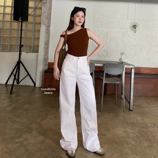 Baggy Basic🍃กางเกงยีนส์ขากระบอกใหญ่ เอวสูง ผ้าสีเบสิคไม่แต่งฟอก เนื้อผ้ายีนส์แท้ไม่ยืด ผ้าหนานุ่ม ใส่สบาย PPZ PANTS