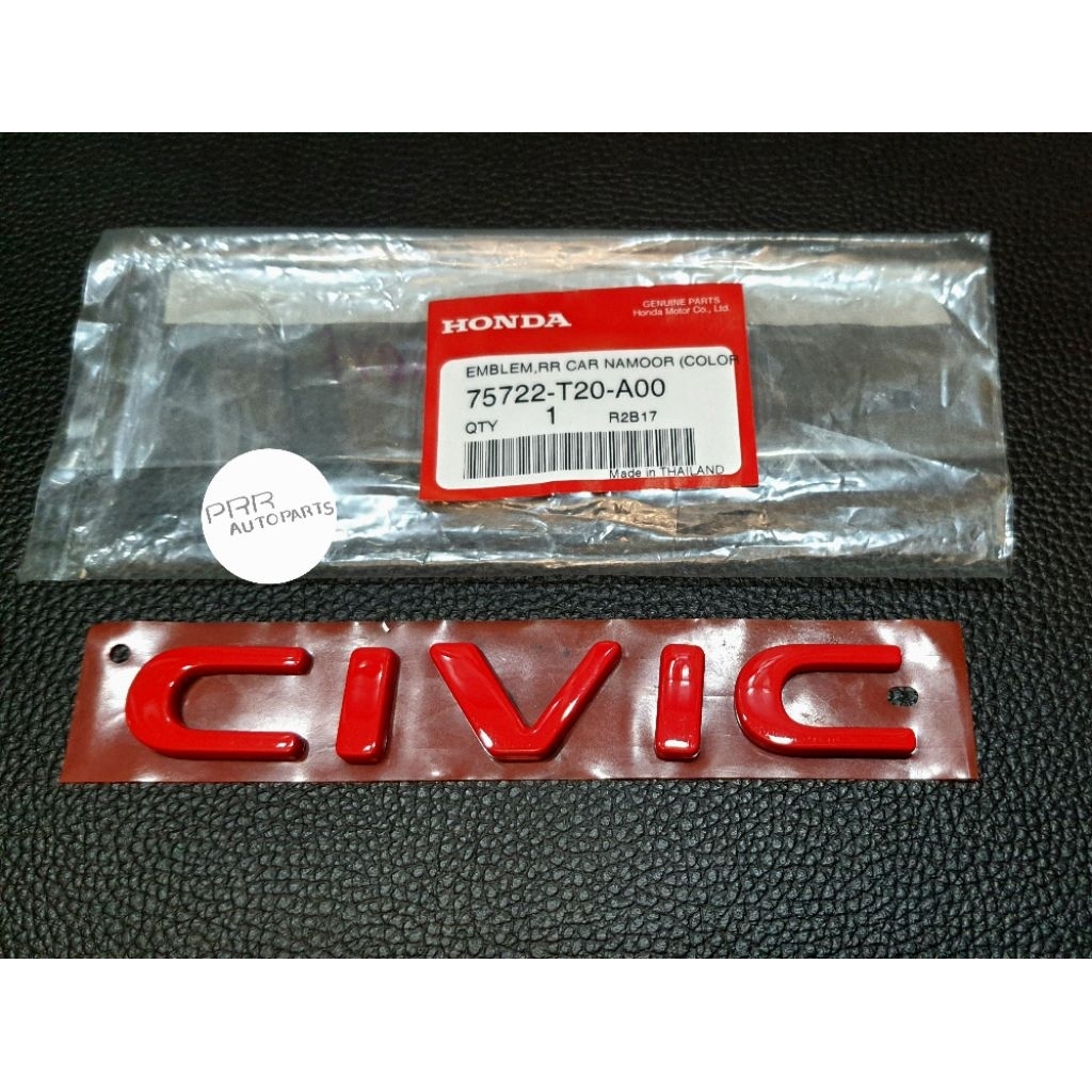 โลโก้ CIVIC FE ด้านท้ายรถ สีแดง RED HONDA CIVIC FE CIVIC E-HEV RS  2022-2025