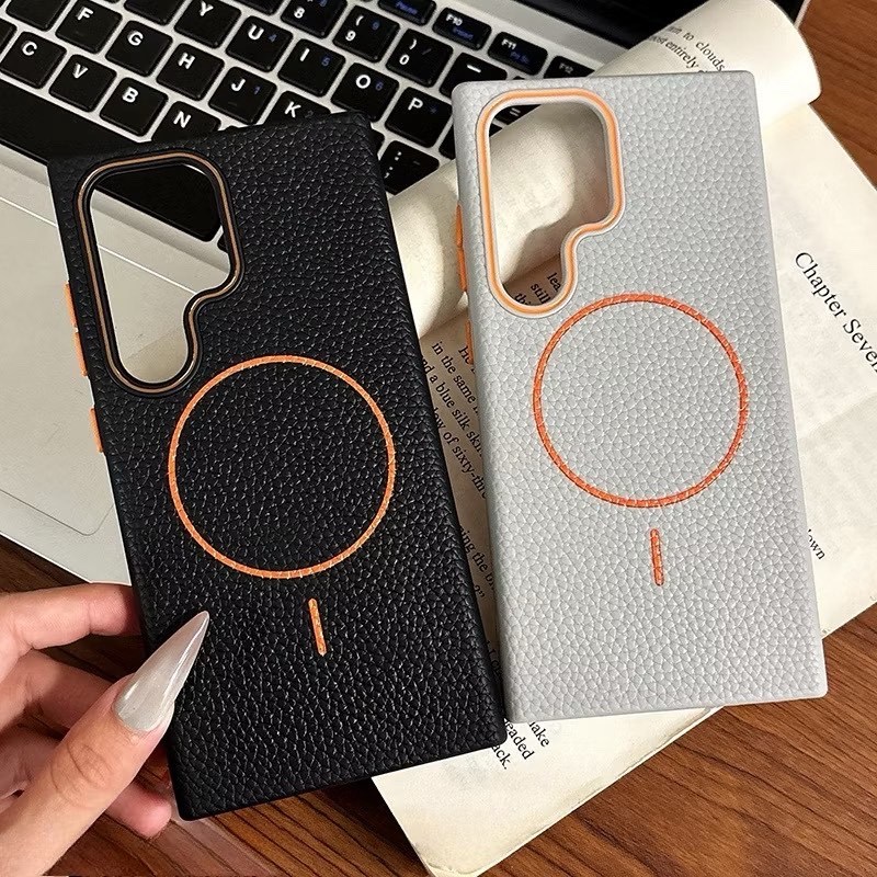 Magnetic เคสสำหรับ For Samsung A56 5G A06 A16 A55 A05S A15 A26 A35 A36 S22 S23 S24 S25 Ultra Lychee เคสใสกันกระแทก