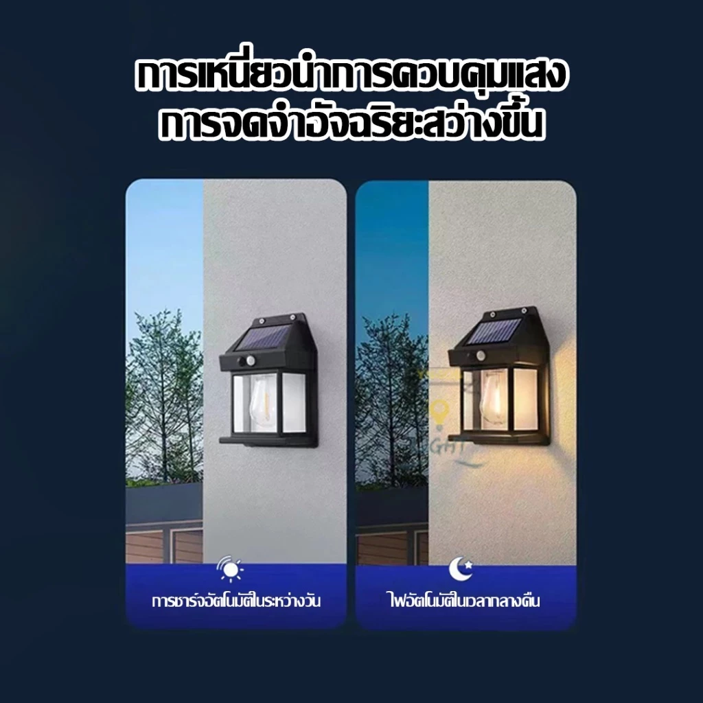 【ซื้อ 1 แถม 1】ไฟติดผนัง มีเซ็นเซอร์ โซล่าเซลล์ ไฟ3ดวง ไฟโซล่าเซลล์ Solar Light LED ไฟเซ็นเซอร์ ติดตั้งง่าย กันน้ำฝน thumbnail 9