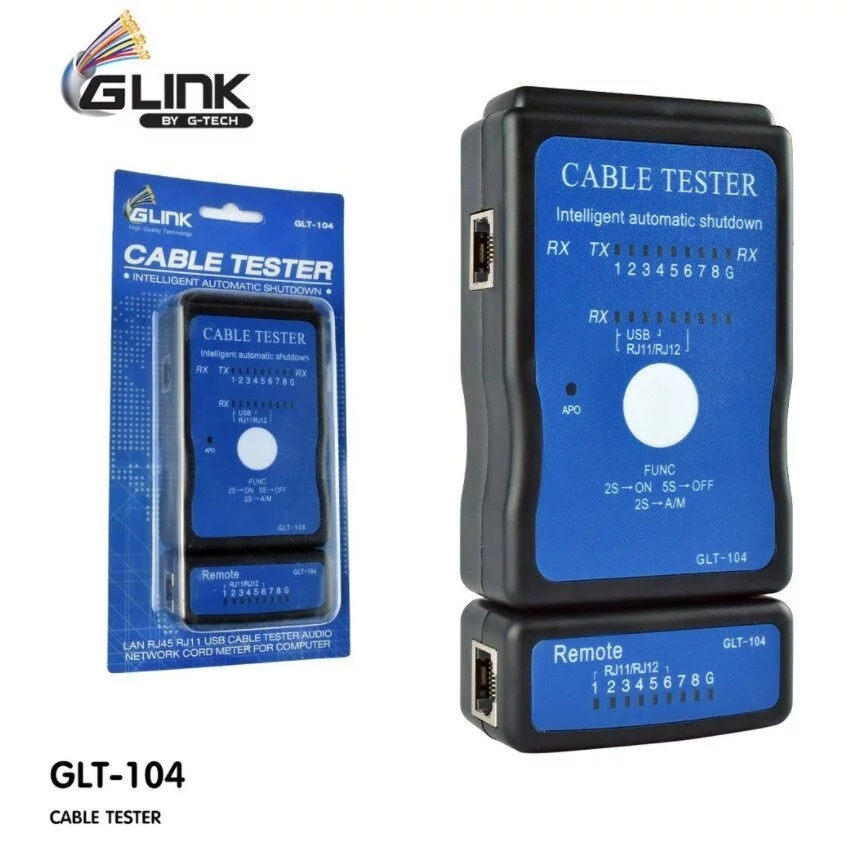 GLINK รุ่น GLT-104 CABLE TESTER เครื่องทดสอบสายแลน / สายโทรศัพท์ LAN RJ-45 RJ-11 RJ-12 (GLT104)