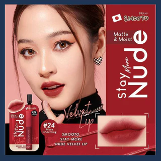 (6ซอง/กล่อง) สมูทโตะ สเตย์มอร์นู้ด เวลเวท ลิป ทั้ง 2 เบอร์ SMOOTO STAY MORE NUDE VELVET LIP สีชัดเจน