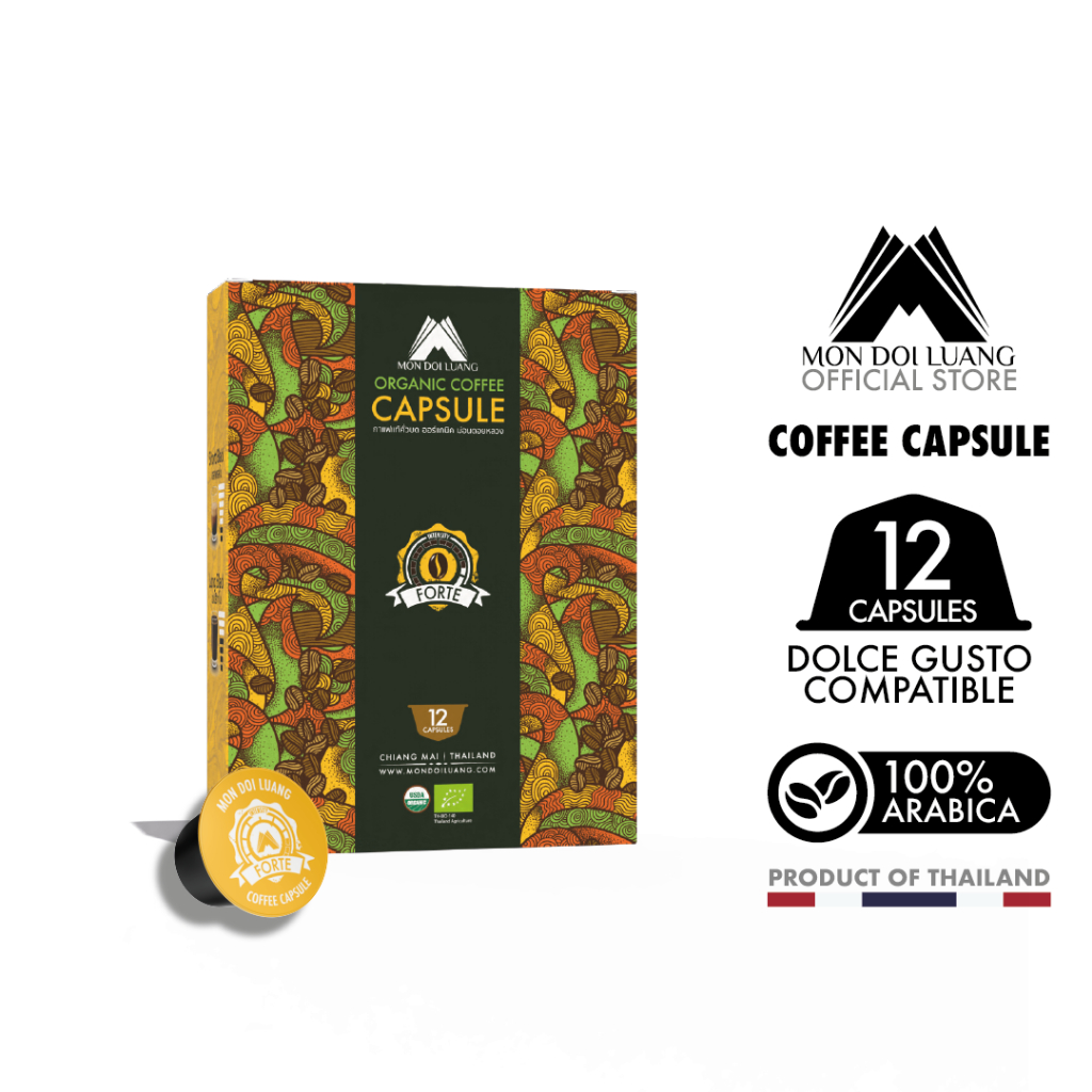 กาแฟออร์แกนิค ม่อนดอยหลวง - กาแฟแคปซูล (12 แคปซูล) Dolce Gusto compatible