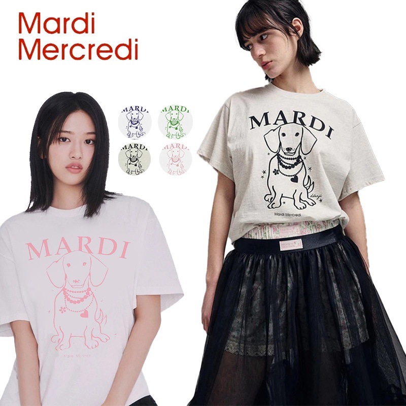 🔥เสื้อยืดคอกลมลายสุนัข Mardi Mercredi ของแท้⚡จัดส่งรวดเร็วภายใน 24 ชั่วโมง [ผ้าฝ้ายแท้] ลายน่ารักสุดๆ