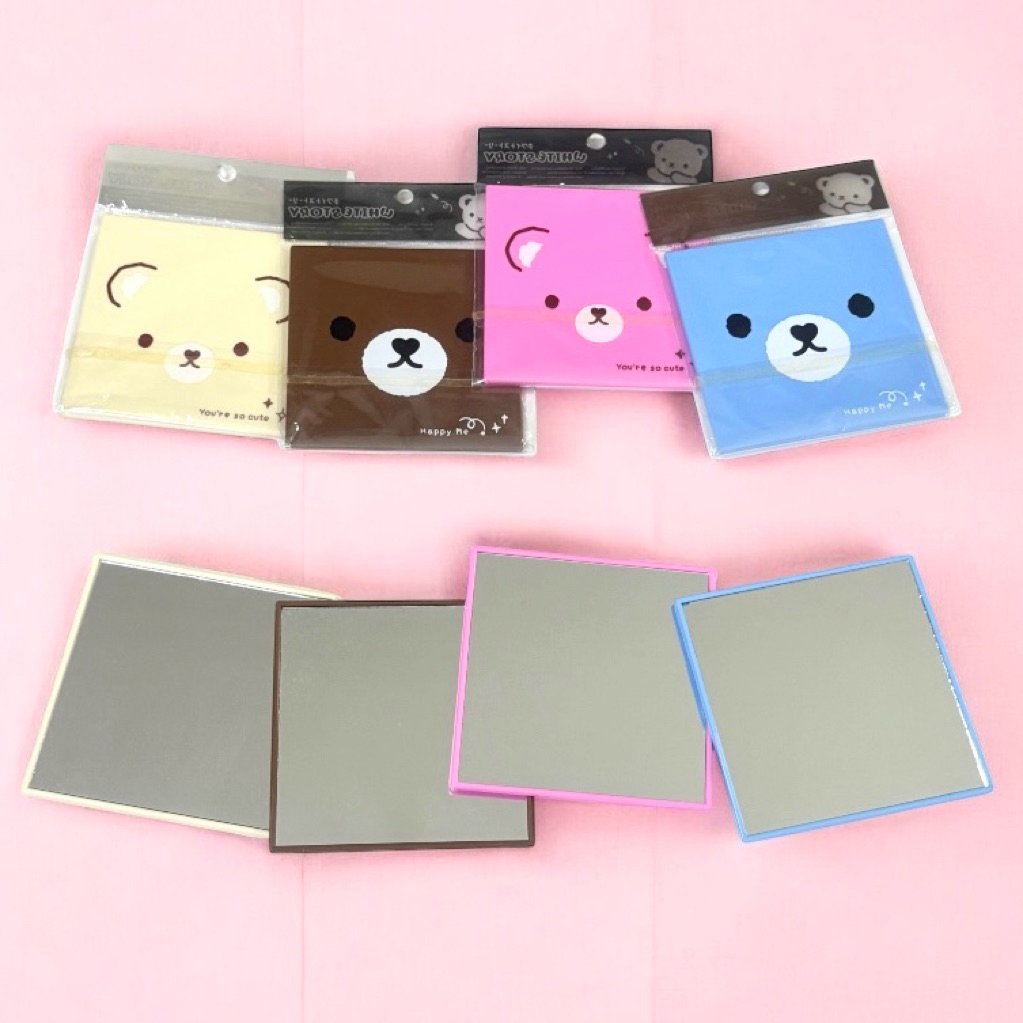 กระจกสี่เหลี่ยมลายหมีพกพา พร้อมส่ง