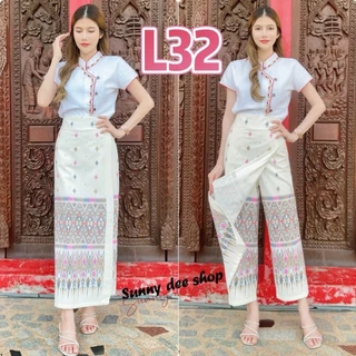 สำหรับสาวอวบใหญ่ เอว 32-40 นิ้ว กระโปรงกางเกงลายไทย เอวฟรีไซส์ยางยืดเอวสม๊อกหลัง