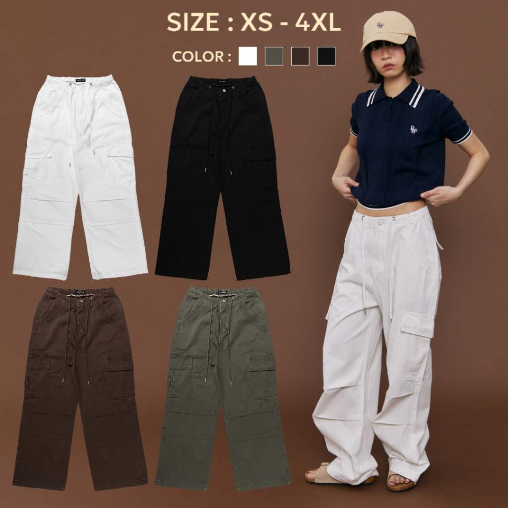 Bemingpants071(XS-4XL)-All Day Comfort กางเกงคาร์โก้ทรงหลวม ใส่สบาย ดีไซน์เท่ห์ ใส่แล้วไม่ระคายเคือง