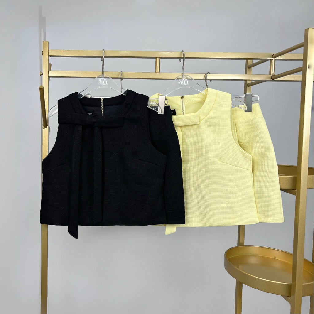 25 TWENTY FIVE  ชุดเซ็ทเสื้อกระโปรง ดีเทลโบว์เย็บติด  ใส่เที่ยว คาเฟ่ ออกงาน