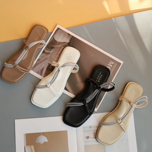 YOURSHOES  T33 / รองเท้าแตะแต่งเพชร รองเท้าน่ารัก รองเท้าแตะพื้นนิ่ม