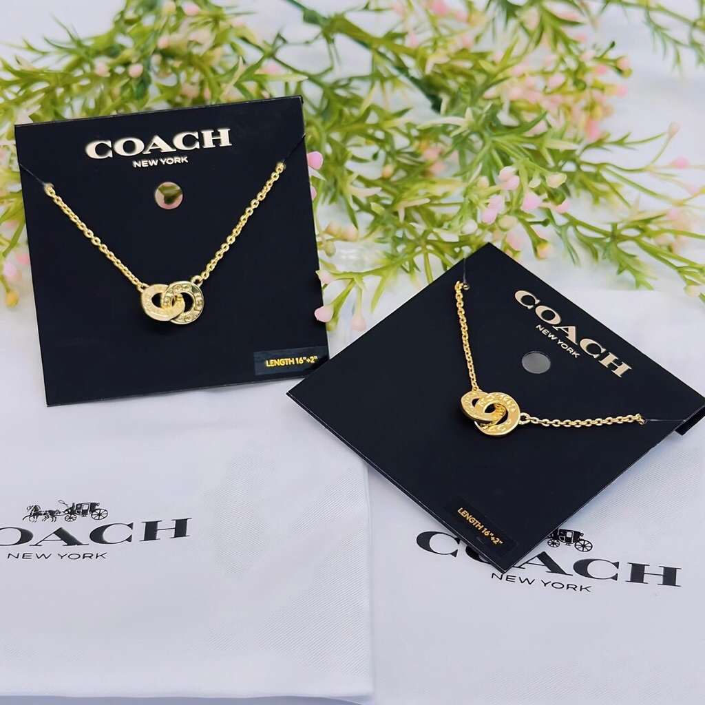 สร้อยคอ ผู้หญิง C✩achของเเท้100% Interlocking Open Circle Pendant Necklace Style no. 91441