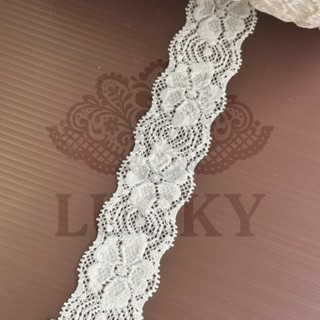 ลูกไม้ LUCKY - ลูกไม้ยืด +สี Off White