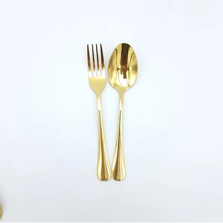 PINMU [ 10แถม10 ] ช้อนกลางสแตนเลส ชุดช้อนส้อม สีเงิน/สีทอง 10คู่ (20ชิ้น) ช้อนสีเงิน ช้อนสีทอง