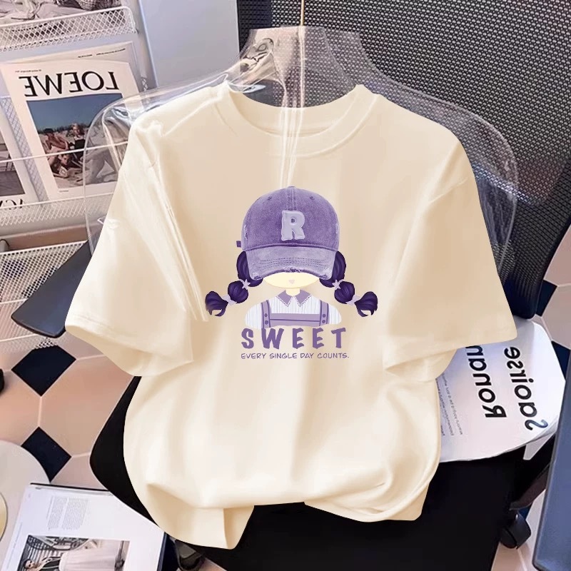 Yout-children เสื้อผ้าเด็กผู้หญิง oversize แฟชั่น สไตล์เกาหลี เสื้อยืด ‘SWEET GIRL’ cotton เสื้อคอกลม cute girl 2025 ราคา ถูกที่สุด ดีลบีเคเค