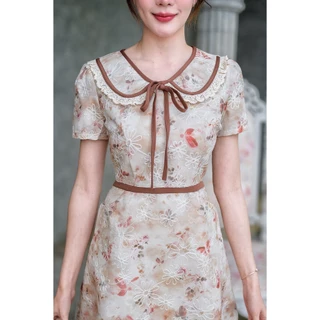 A198ชุดเดรสผ้าพรีเมี่ยมผ้าสวยมากๆ งานอัดกาวทั้งชุด กระโปรงบานมีนรต