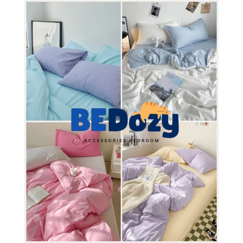 ชุดผ้าปูที่นอน สีทูโทน ขนาด 3.5 ฟุต / 5 ฟุต / 6 ฟุต ครบชุด 6 ชิ้น thumbnail 4