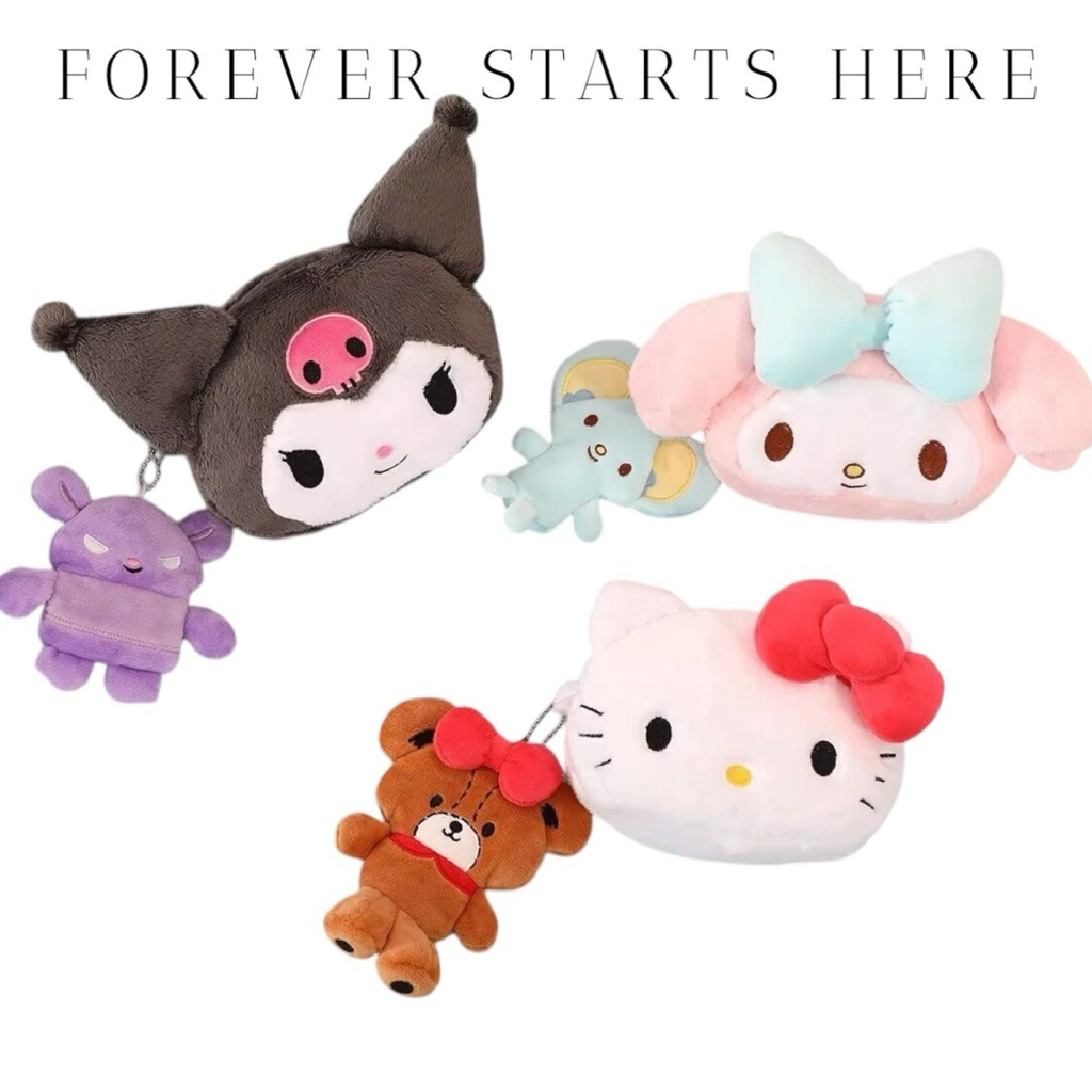 กระเป๋าหัวตุ๊กตา Sanrio ลายน่ารัก 💗 กระเป๋าใส่ของจุกจิก ใส่เครื่องสำอาง นุ่มนิ่ม kawaii พร้อมส่ง