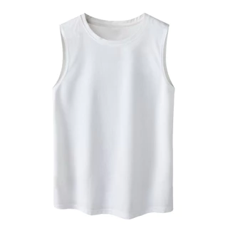 ACHSAWAKE ผู้ชายเสื้อกั๊กสะดวกสบายง่ายต่อการผ่อนคลายแขนกุดสีทึบ