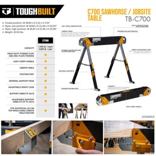 (พร้อมส่ง) ToughBuilt รุ่น TB-C-700 (ราคาต่อตัว) โต๊ะเลื่อย …