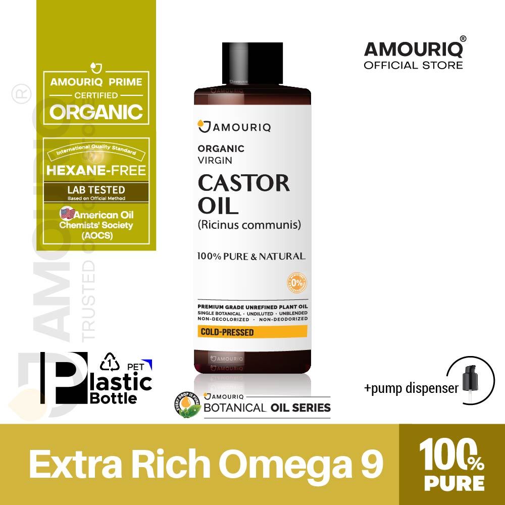 AMOURIQ® น้ำมันละหุ่งออร์แกนิกสกัดเย็น Castor Oil Certified Organic Virgin Cold-Pressed Hexane Free