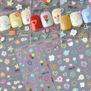 สติกเกอร์ติดเล็บ ไม่ต้องอบ ตกแต่งเล็บ DIY เหมาะกับเล็บทุกขนาด ปลอดภัยต่อเล็บและผิวหนัง