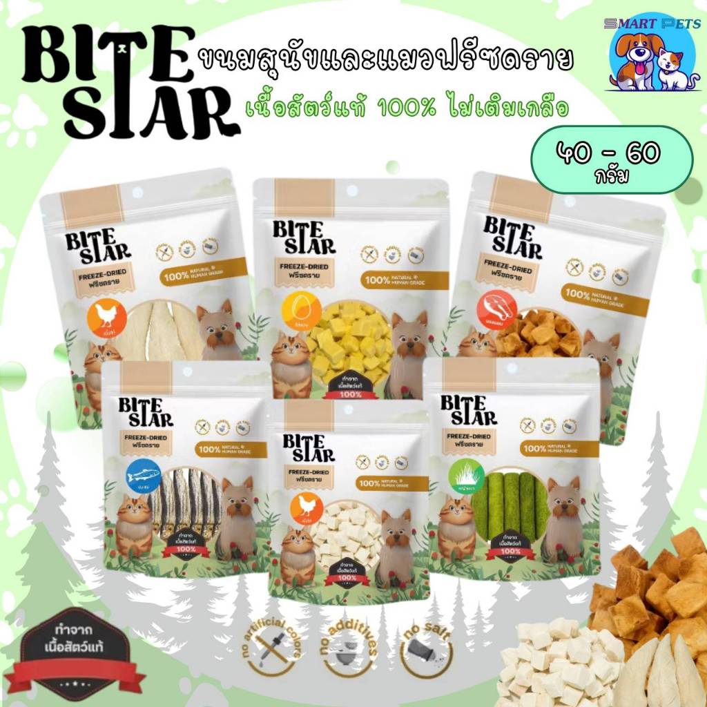 ขนมฟรีซดราย Bite Star: ชิ้นเนื้อแท้ไม่เติมเกลือ เพื่อสุขภาพแมวสุนัข