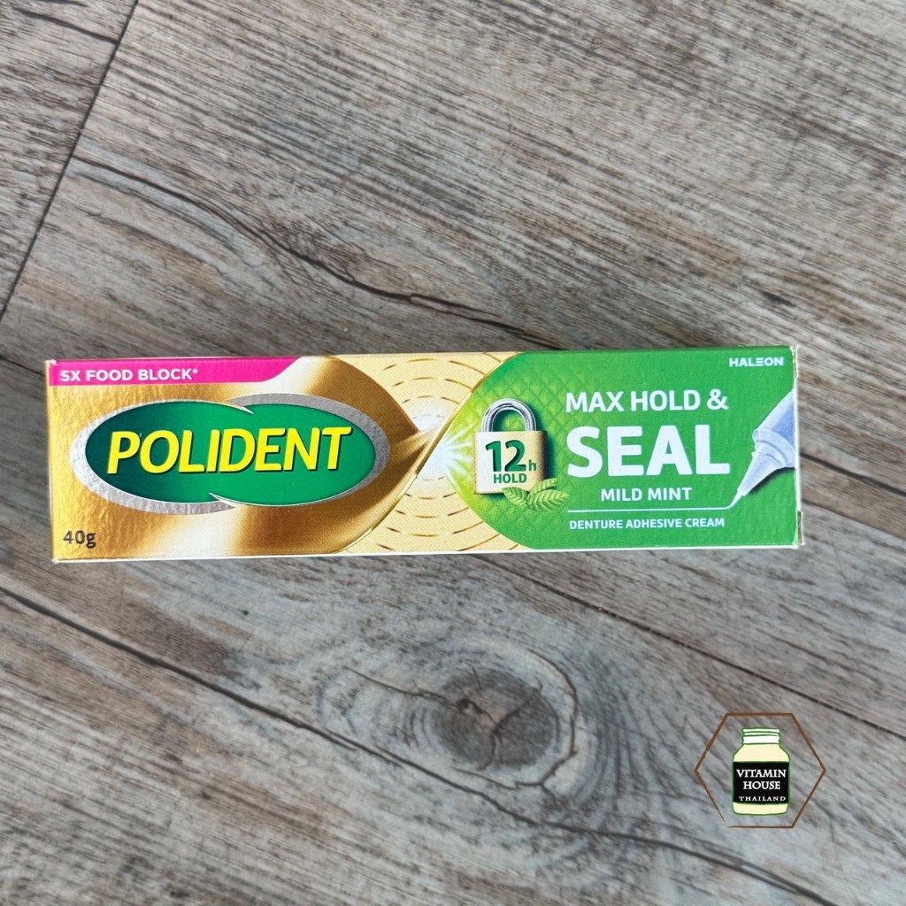 Polident Max Hold & Seal รสมินท์ ครีมติดฟัมปลอม ติดแน่น 12 ชั่วโมง (40 กรัม)
