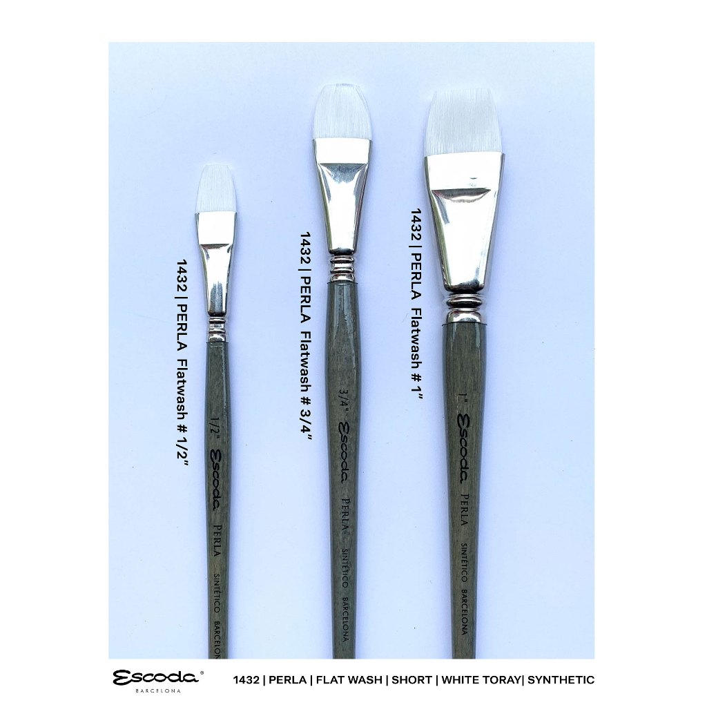 PERLA Flat Wash [1432] / พู่กันหัวแปรง Flat Wash รุ่น PERLA แบรนด์ Escoda จากประเทศสเปน