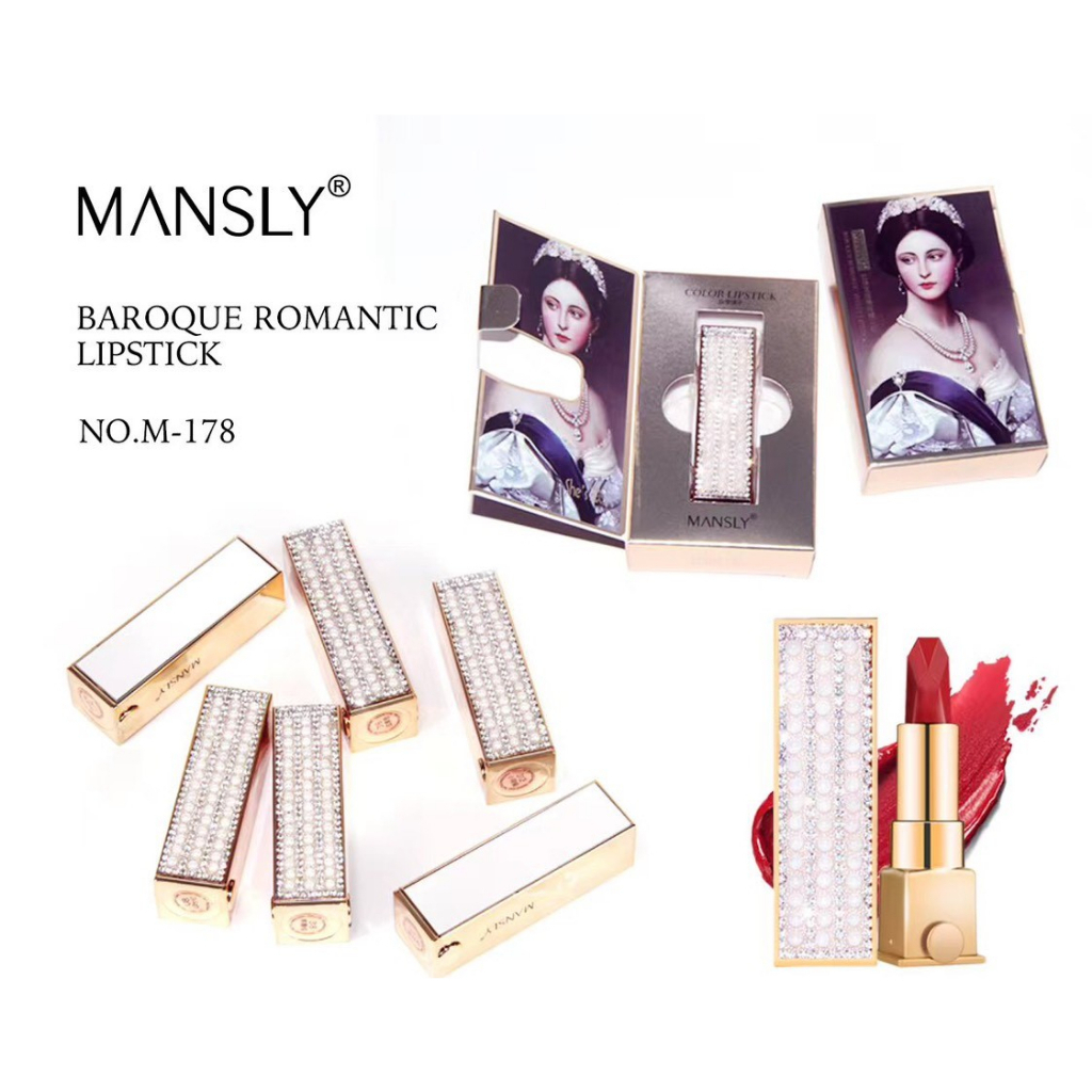 พร้อมส่งค่ะ ลิปสติกเนื้อกำมะหยี่ MANSLY BAROQUE ROMANTIC LIPSTICK  สีสวย เเพ็คเกจหรูหรา No.M178
