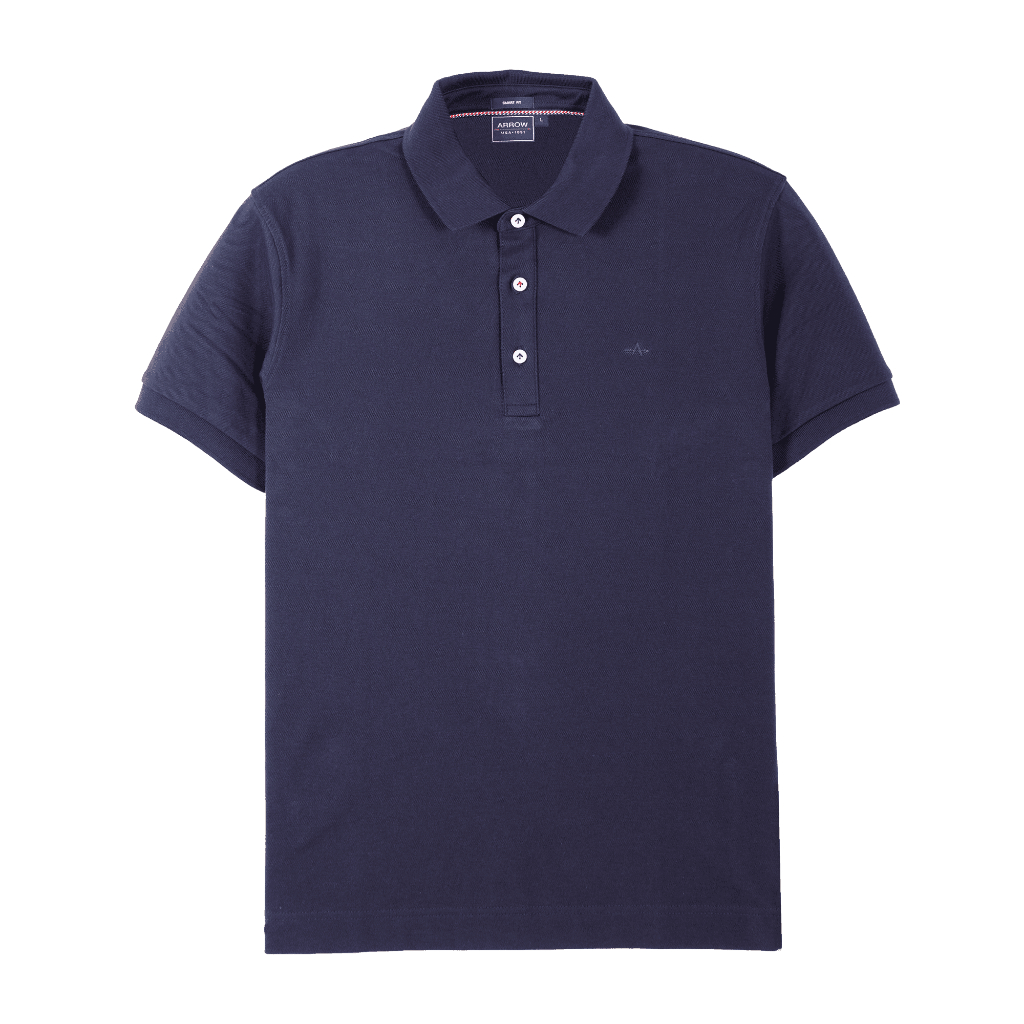 ARROW POLO เสื้อโปโลสีพื้น แขนสั้น ไม่มีกระเป๋า ทรง SMART สีกรม MPCM872-NV