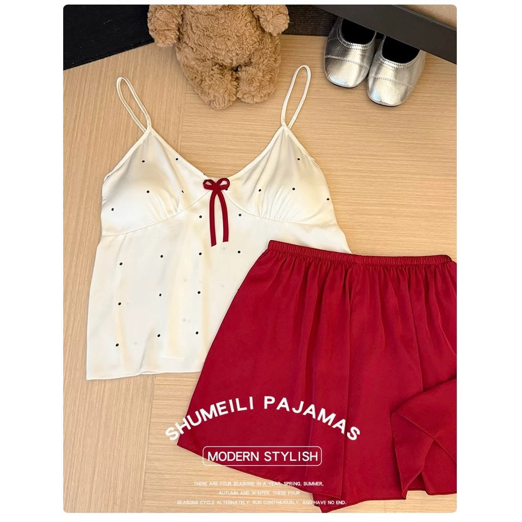 ชุดนอนลายจุด Sleepwear ♡ SUMMER22Y ( เสื้อ + กางเกง )