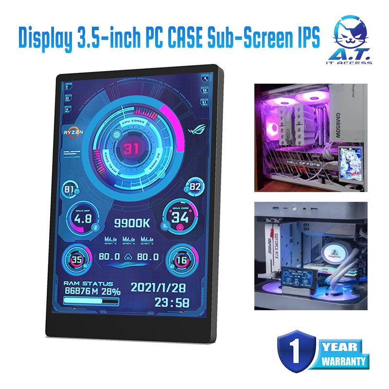 3.5 Sensor Panel PC Temperature Display Computer Temp Monitor PC Accessories Type-C Interface Mini P
