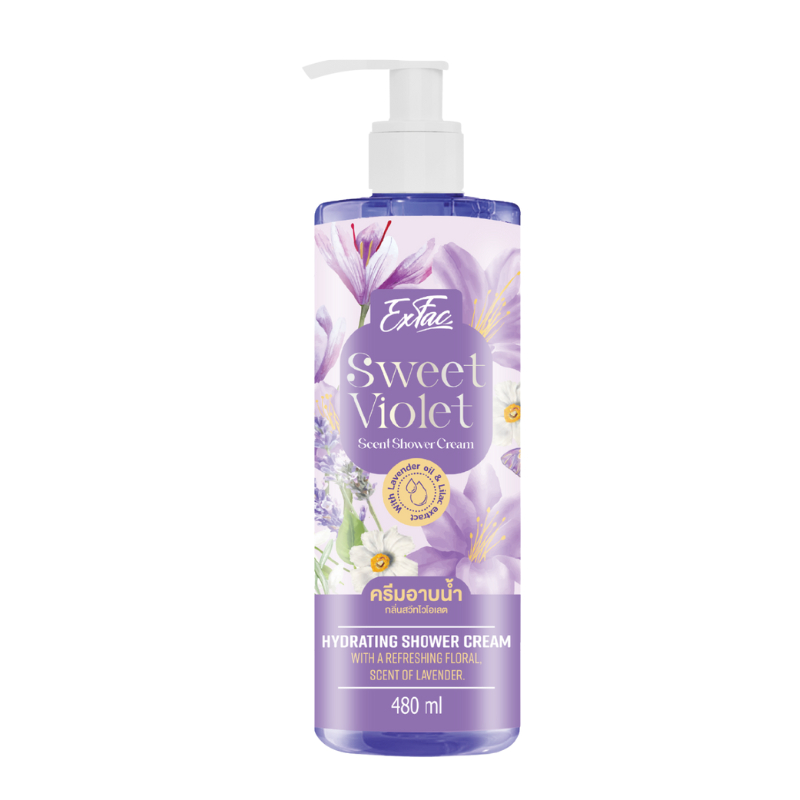 EXFAC Sweet Violet Scent Shower Cream 480ml