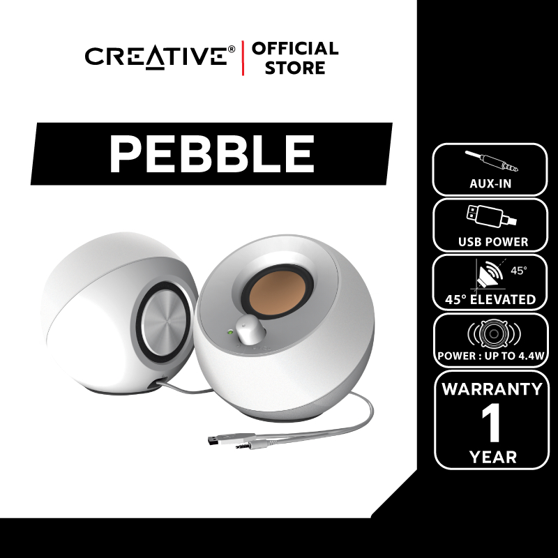 CREATIVE SPEAKER PEBBLE WHITE (สีขาว) ลำโพง 2.0 ดีไซน์สวย