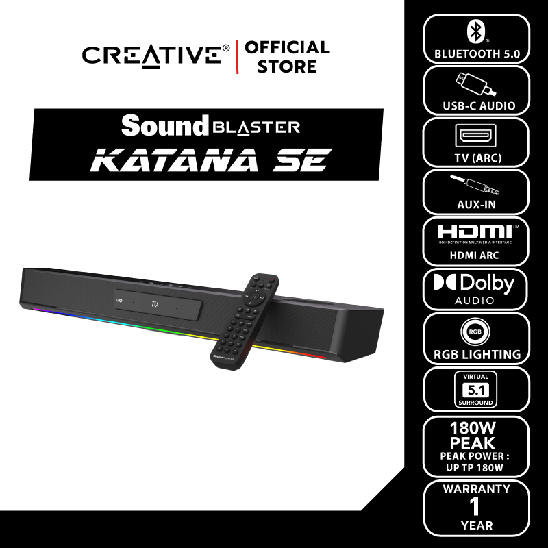 CREATIVE SPEAKER Sound Blaster Katana SE  ลำโพงเกมมิ่งซาวด์บาร์ มาพร้อมด้วย Super X-Fi