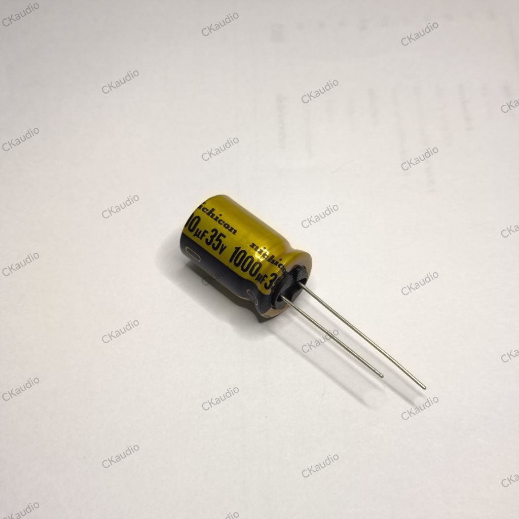 Nichicon FW 1000UF 35V คาปาซิเตอร์ เกรดออดิโอ ขนาด 13*20mm สีทองดำ ราคาต่อ1ตัว