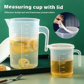 แก้วตวง พร้อมฝาปิด ถ้วยตวงพลาสติกใส เหยือกตวง ขนาด 2000ml/1000ml/500ml/250ml/100ml เนื้อหนา