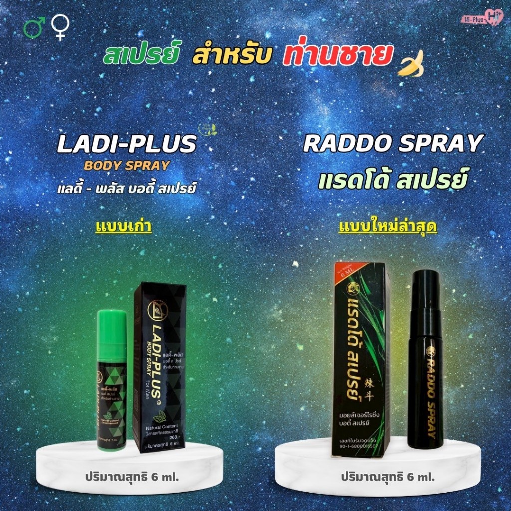 LADI-PLUS และ RADDO SPRAY แรดโด้ ขนาด 6 ml.RADDO LOTION ขนาด 3 ml.สำหรับท่านชาย (1หลอด) ขายดีอันดับ1