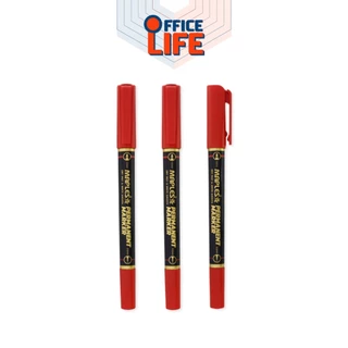 MAPLES (เมเปิ้ล) ปากกามาร์คเกอร์ มาร์คเกอร์กันน้ำ รุ่น MP-C12 เขียนถุง เขียน CD หมึกน้ำเงิน ดำ แดง 2 หัว ( 1 ด้าม )
