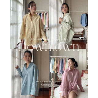 Hyde - Downtown Shirt - เสื้อเชิ้ตโอเวอร์ไซส์ไหล่ตกสีพื้น